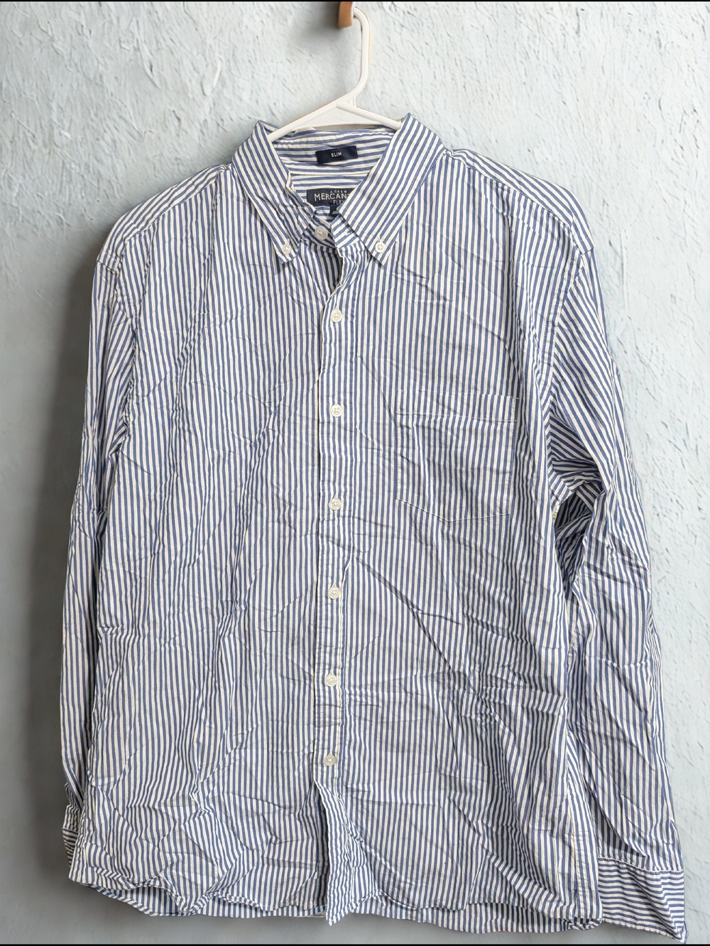 J. Crew Navy and White Striped Button-Down Shirt